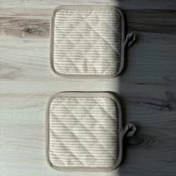 Tan Striped Pot Holder (Set Of 2) 11 Tan Striped Pot Holder (Set Of 2) -Uncommon James BNDL TANPOTHLDR 2024 4