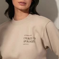 Unlikely To Apologize Sweatshirt -Uncommon James H09A UNLIKELYSWEAT BEIGE 2