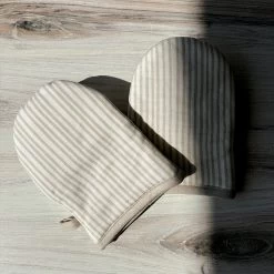 Tan Striped Mini Oven Mitt (set Of 2)