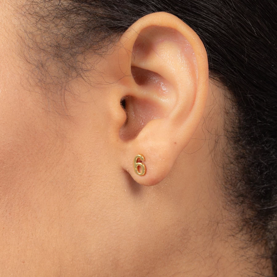 Number Six Single Stud Earring 5 Number Six Single Stud Earring - Image 3