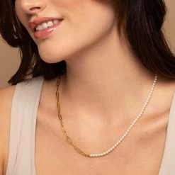 Split Personality Pearl Necklace 10 Split Personality Pearl Necklace -Uncommon James J11N SPLITPERS GOLD M 1
