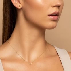 Studded Baby V Necklace 6 Studded Baby V Necklace -Uncommon James J11N STUDDEDBABYV GOLD M 1