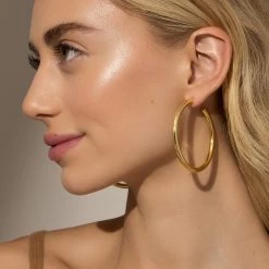 Classic Thick Gold Hoops Large 10 Classic Thick Gold Hoops Large -Uncommon James J12E CLASSICTHICKLARGE GOLD M 2