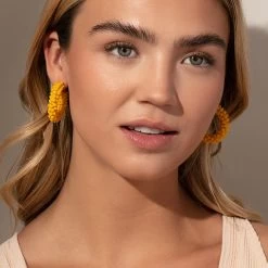 Beaded Hoops -Uncommon James J13E BEADEDHOOPS YELLOW M1