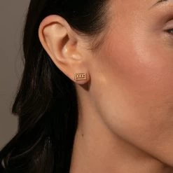 Chicago Flag Stud Earrings 10 Chicago Flag Stud Earrings -Uncommon James J13E CHICAGOSTUD GOLD M2