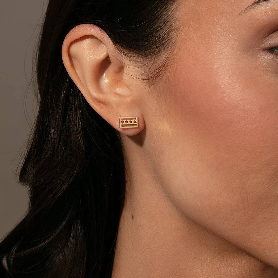 Chicago Flag Stud Earrings 6 Chicago Flag Stud Earrings - Image 4