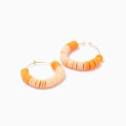 Heishi Bead Hoop Earrings -Uncommon James J13E HEISHIBEAD GOLD PEACH 2