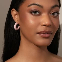 Tube Hoop Earrings -Uncommon James J13E TUBEEAR GOLD LAVENDER M 1
