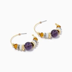 Vintage Bead Hoop Earrings -Uncommon James J13E VINTAGEBEADHOOP GOLD 1