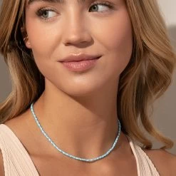 Beaded Necklace 26 Beaded Necklace -Uncommon James J13N BEADEDNECKLACE BLUEWHITE MID M3