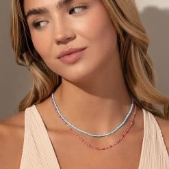 Beaded Necklace 37 Beaded Necklace -Uncommon James J13N BEADEDNECKLACE PINKRED LONG M3