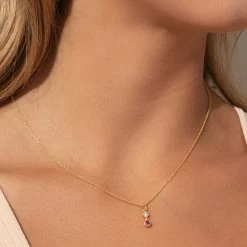 Pink And White Gem Necklace -Uncommon James J13N PINKWHTGEM GOLD M1