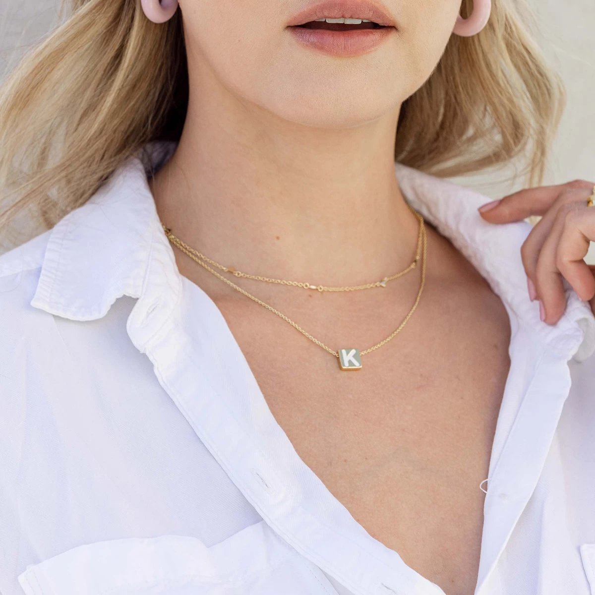 Textured Stud Necklace 4 Textured Stud Necklace - Image 2