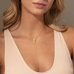 Adjustable Zipper Lariat Necklace -Uncommon James J13N ZIPPER GOLD M2