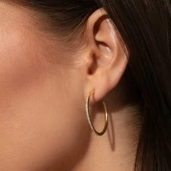 Pavé Hoop Earrings -Uncommon James J15E PAVEHOOP GOLD M2