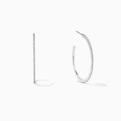 Pavé Hoop Earrings -Uncommon James J15E PAVEHOOP SILVER 1