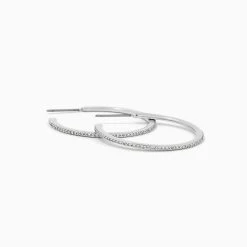 Pavé Hoop Earrings -Uncommon James J15E PAVEHOOP SILVER 2