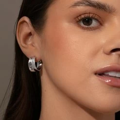 Bold Balance Hoop Earrings 14 Bold Balance Hoop Earrings -Uncommon James J16E BOLDBALANCE SILVER M1