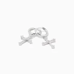 Bold Cross Huggie Earrings 8 Bold Cross Huggie Earrings -Uncommon James J16E BOLDCROSSHUG SS 2