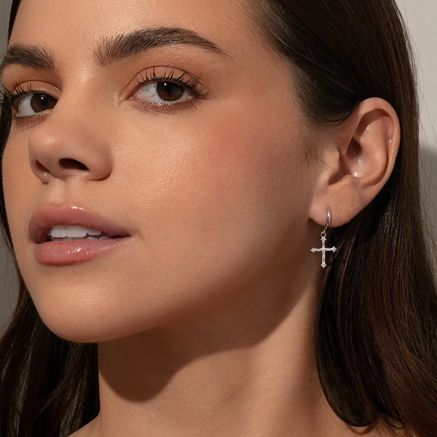 Bold Cross Huggie Earrings 6 Bold Cross Huggie Earrings - Image 4