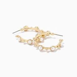 Chic Pearl Hoop Earrings 9 Chic Pearl Hoop Earrings -Uncommon James J16E CHICPEARL GOLD 2