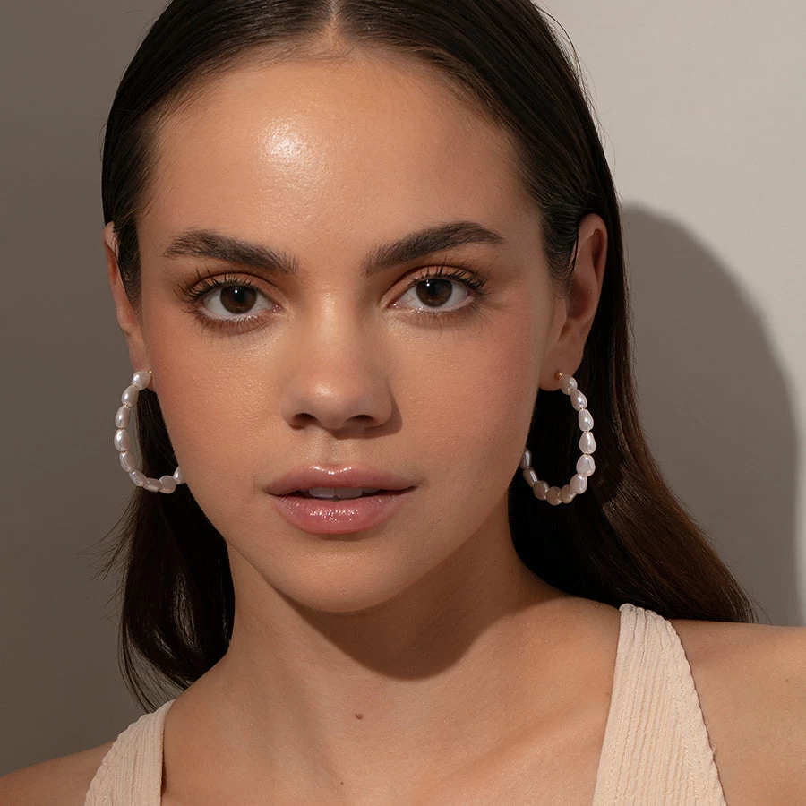 Classy Pearl Hoop Earrings 7 Classy Pearl Hoop Earrings - Image 5