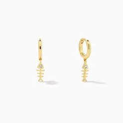 Fish Bone Huggie Earrings