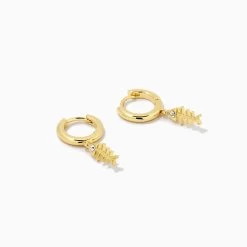 Fish Bone Huggie Earrings -Uncommon James J16E FISHBONEHUG GOLD 2