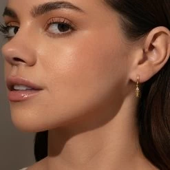 Fish Bone Huggie Earrings -Uncommon James J16E FISHBONEHUG GOLD M1