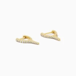 Wishbone Pavé Huggie Earrings -Uncommon James J16E WISHBONEHUG GOLD 2