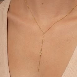 Fish Bone Lariat Necklace -Uncommon James J16N FISHBONELARIAT GOLD M1