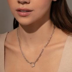 Locked Heart Necklace -Uncommon James J16N LOCKHEART SILVER m1