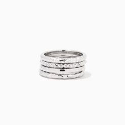 Textured Ring Stack (Set Of 4) -Uncommon James J16R TEXTUREDSTACK SILVER 1