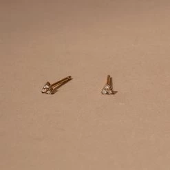 Triangle Diamond Vermeil Stud Earrings