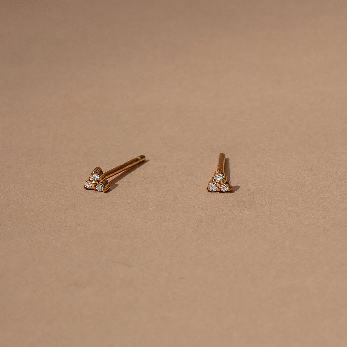 Triangle Diamond Vermeil Stud Earrings 3 Triangle Diamond Vermeil Stud Earrings